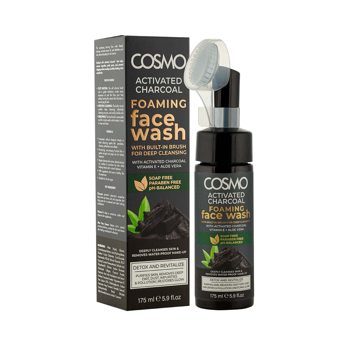 Activated Charcoal Foaming Face Wash COSMO 175ml - Image 4