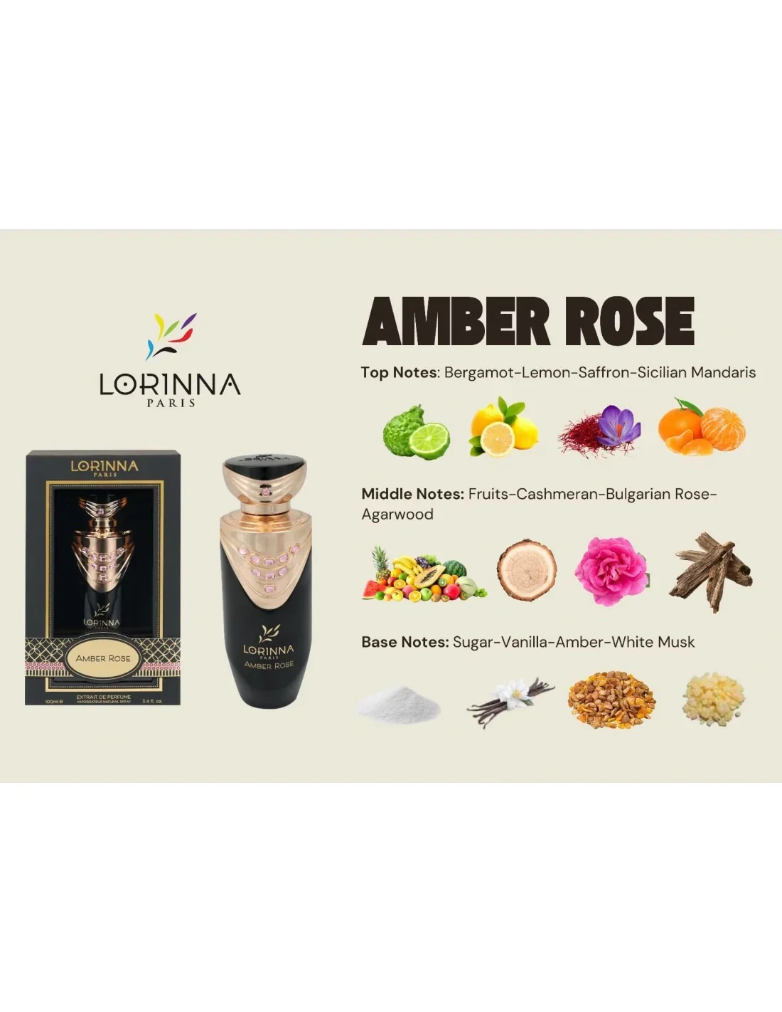 Amber Rose Extrait De Perfume Lorinna 100ml - Muestra 3ml - Image 2