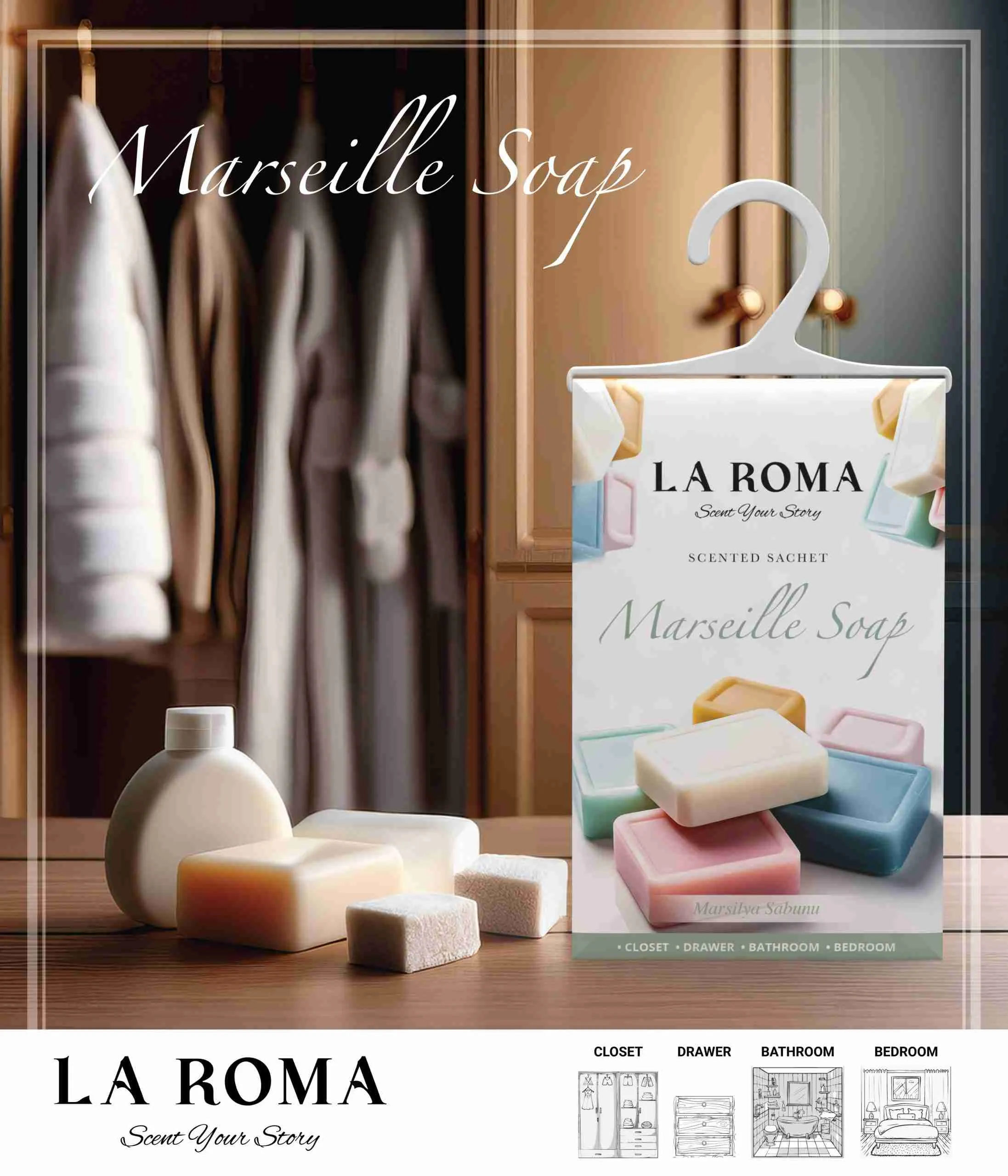 Jabon Marseille Ambientador Armario LA ROMA 26gr - Image 2