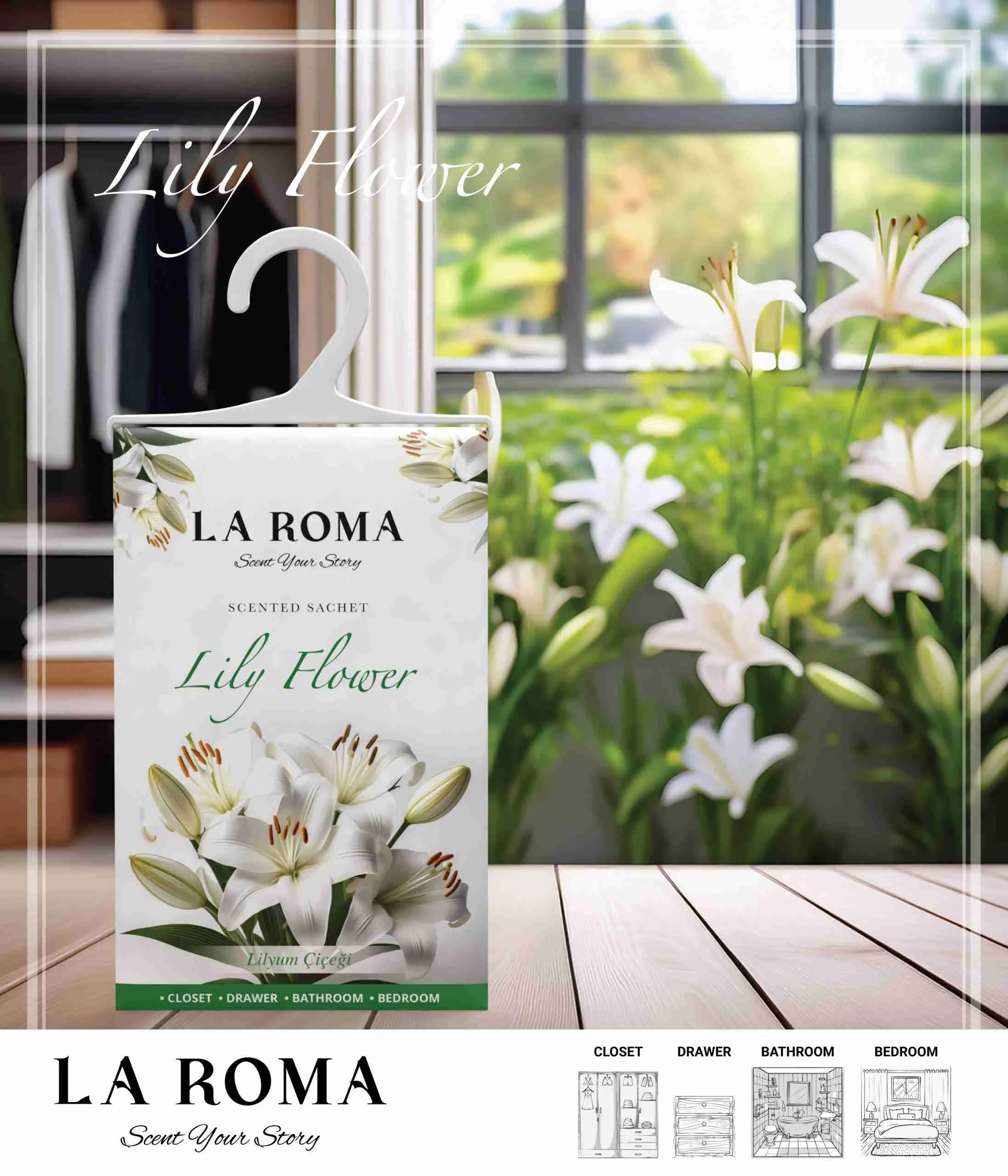 Lily Flower Ambientador Armario LA ROMA 26gr - Image 2