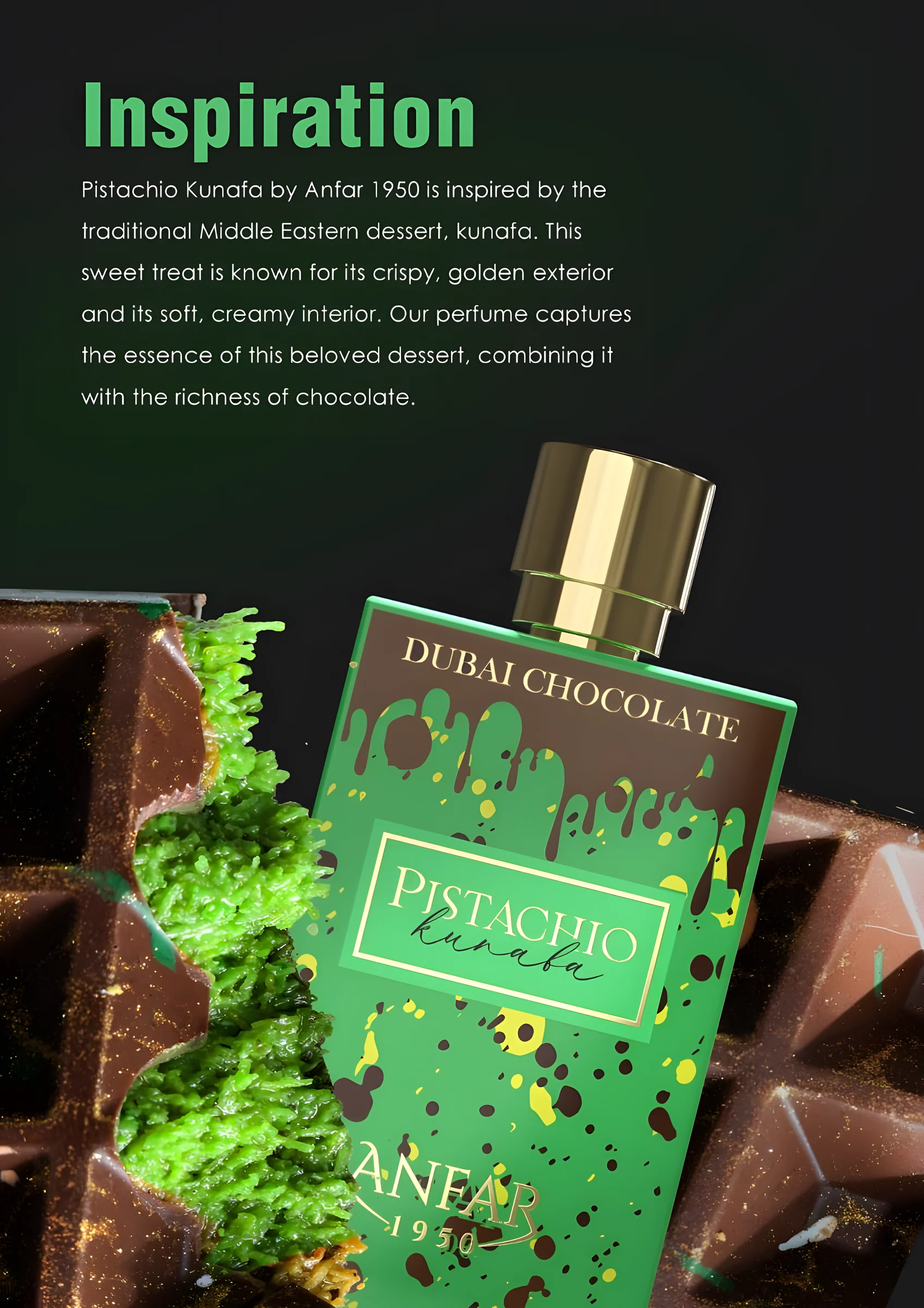 Pistachio Kunafa Dubai Chocolate ANFAR - Muestra 5 ml - Image 3