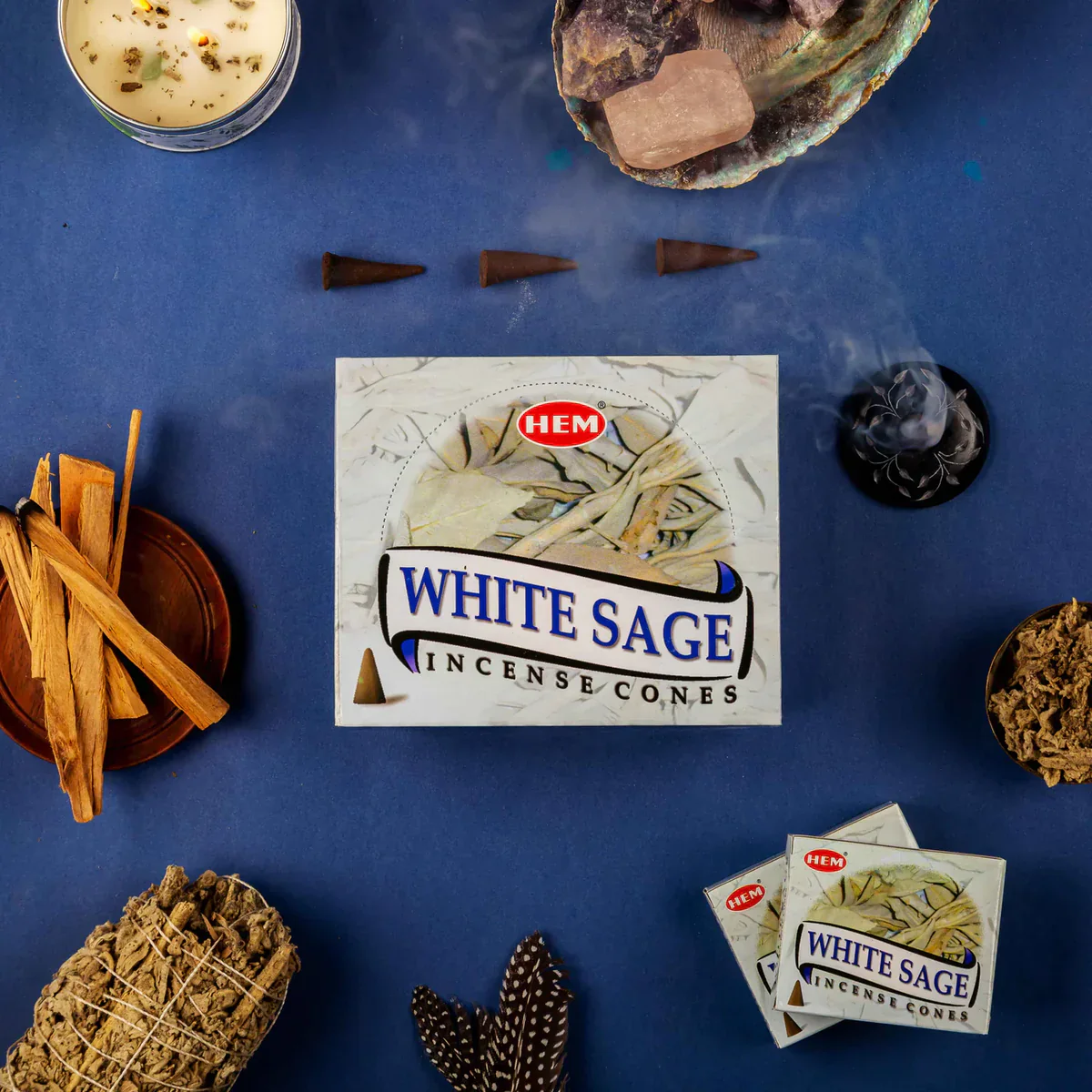 White Sage Conos de Incienso HEM 25gr (10 conos)