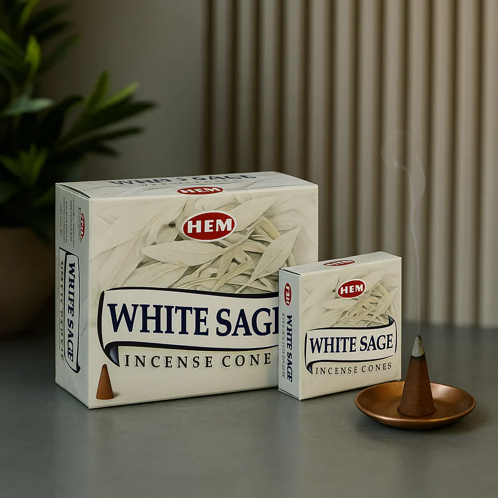 White Sage Conos de Incienso HEM 25gr (10 conos) - Image 2